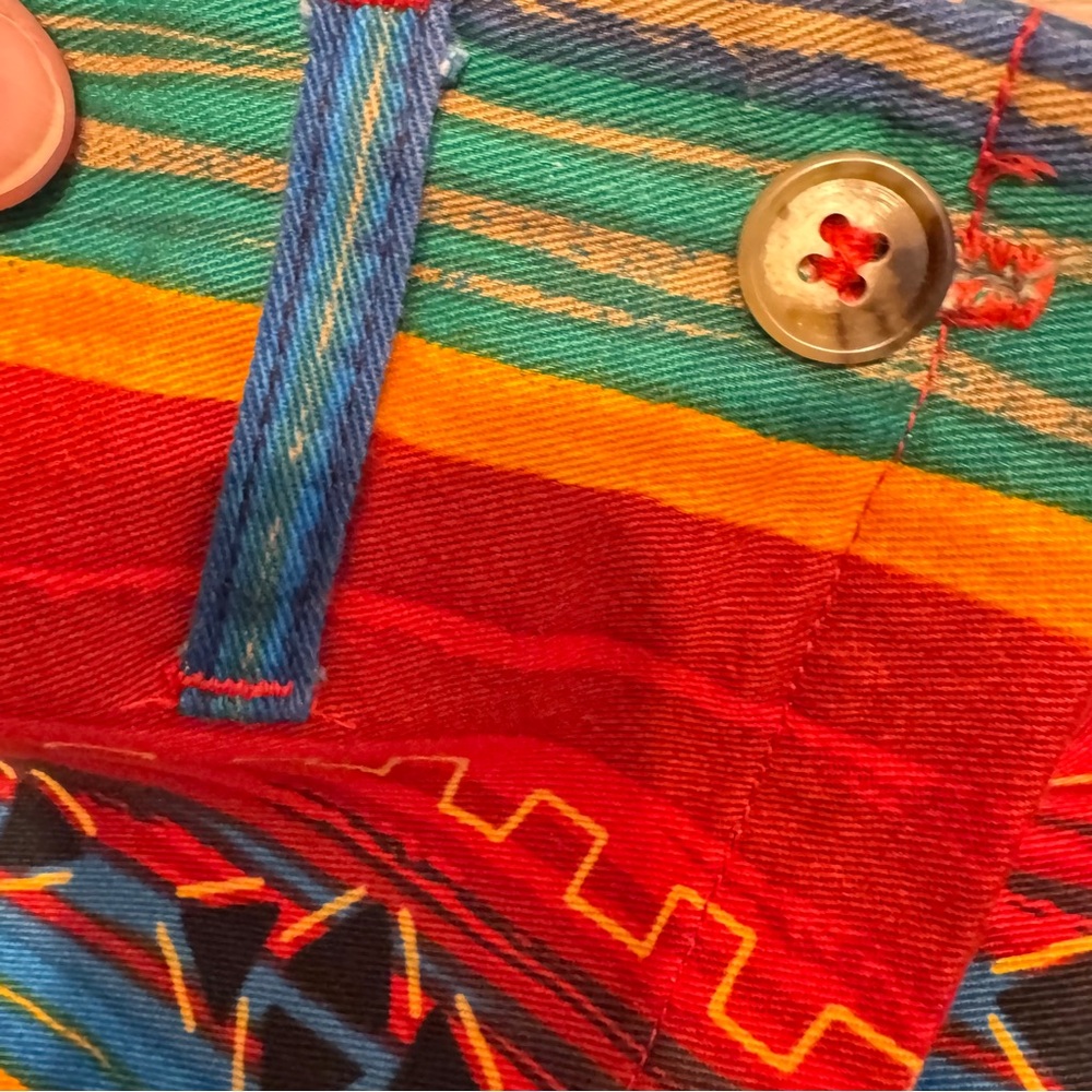 Vintage Breeches Aztec Western Maxi Wrap Skirt 100% cotton Ranchwear Boho SZ 14 - Picture 11 of 13